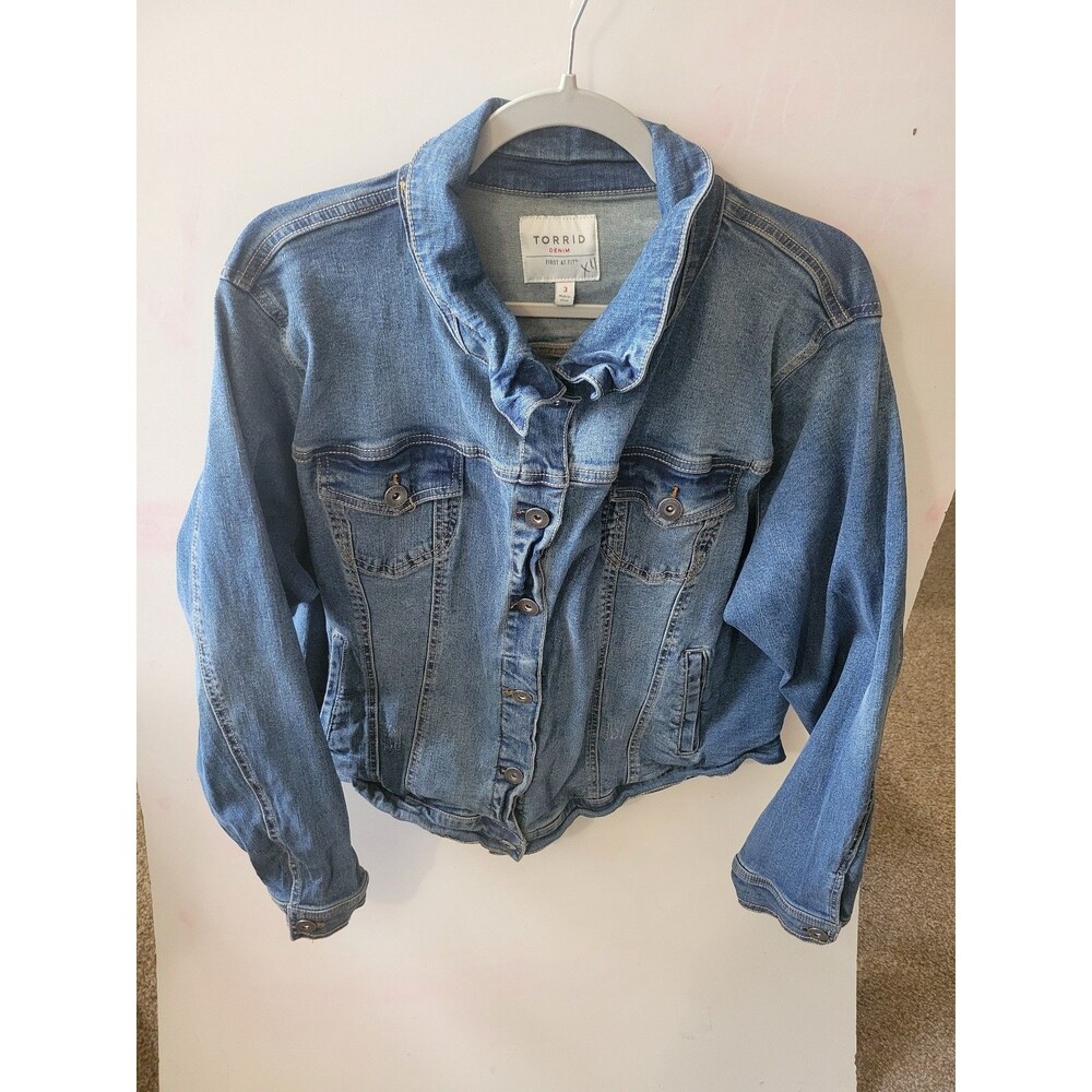 Torrid Denim Jean Jacket Womens Button Up Stretch Festival Trucker size 3X
